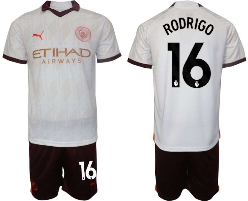 Men 2023-2024 Club Manchester City away white 16 Soccer Jersey